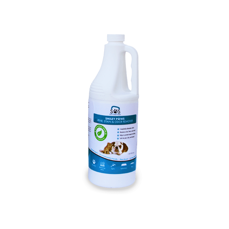 hypoallergenic all-in-one solution cleans and deodorizes urine, faeces, vomit, blood, and odors from hard and soft surfaces