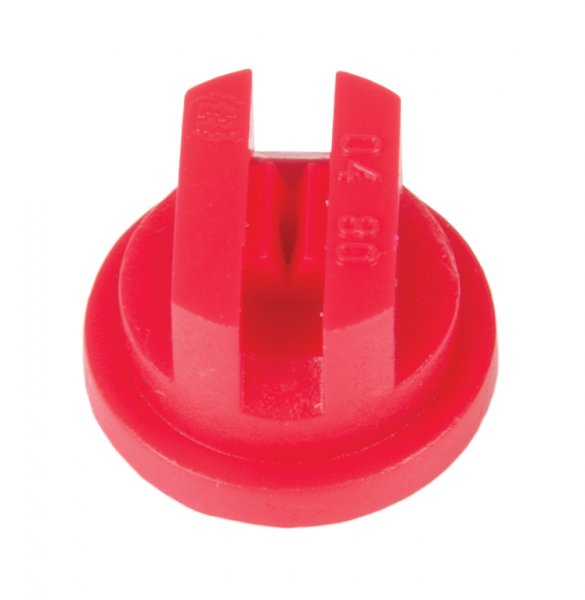 Acetal Flat Fan Nozzle 80-04, 04 Jet - Red, 80° Fan, ISO.