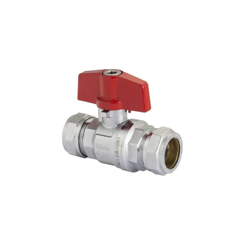 1/4" Male 1/4" Female Max 50 BAR Max 90°C Red "T" Handle Nickel Plated