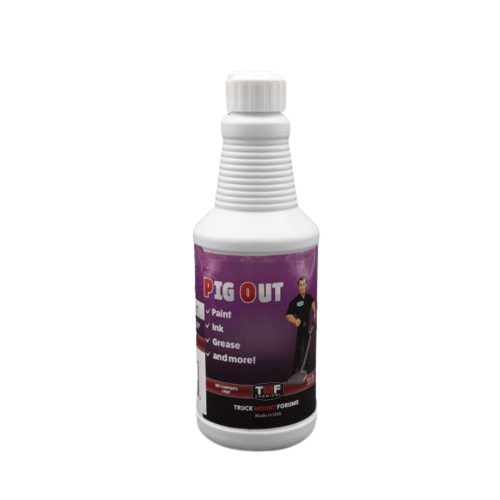 PigOut is an advanced blend of solvents, surfactants and copolymer designed to easily remove paint, ink, grease, nail polish, magic marker, makeup and much more. Contains in part This is the best remover for all Paint, Ink, and Grease stains.