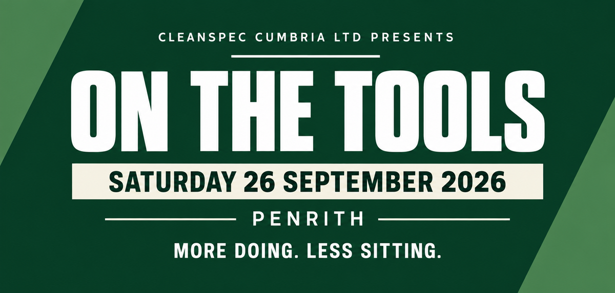 Paul Cranney, Dan Fitzpatrick, Craig Carnan and Allan Simmons Jnr appearing at the Cleanspec On the Tools professional cleaning Open Day in Penrith.