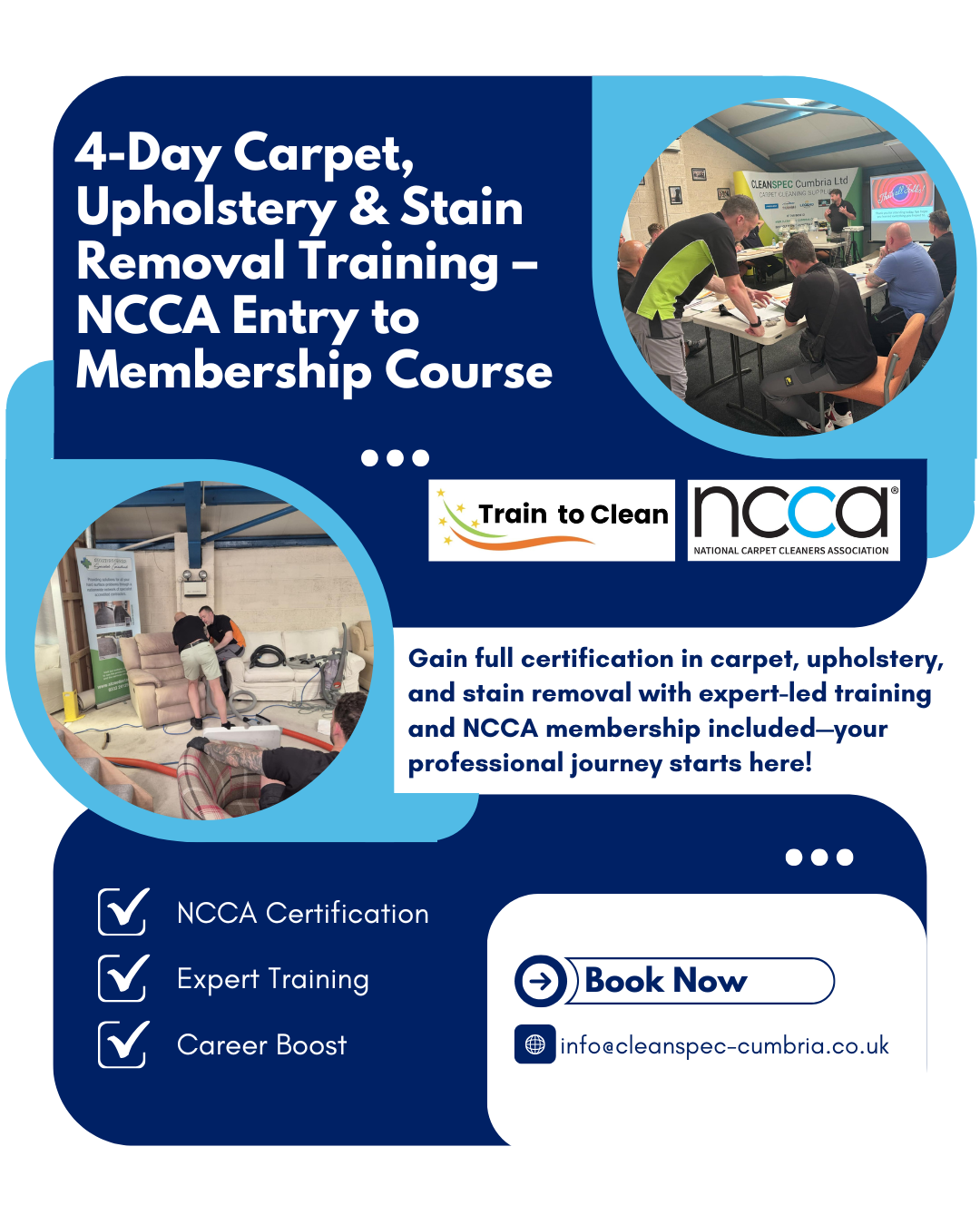 4-Day Carpet, Upholstery & Stain Removal Training – NCCA Entry to Membership Course (UK) 1