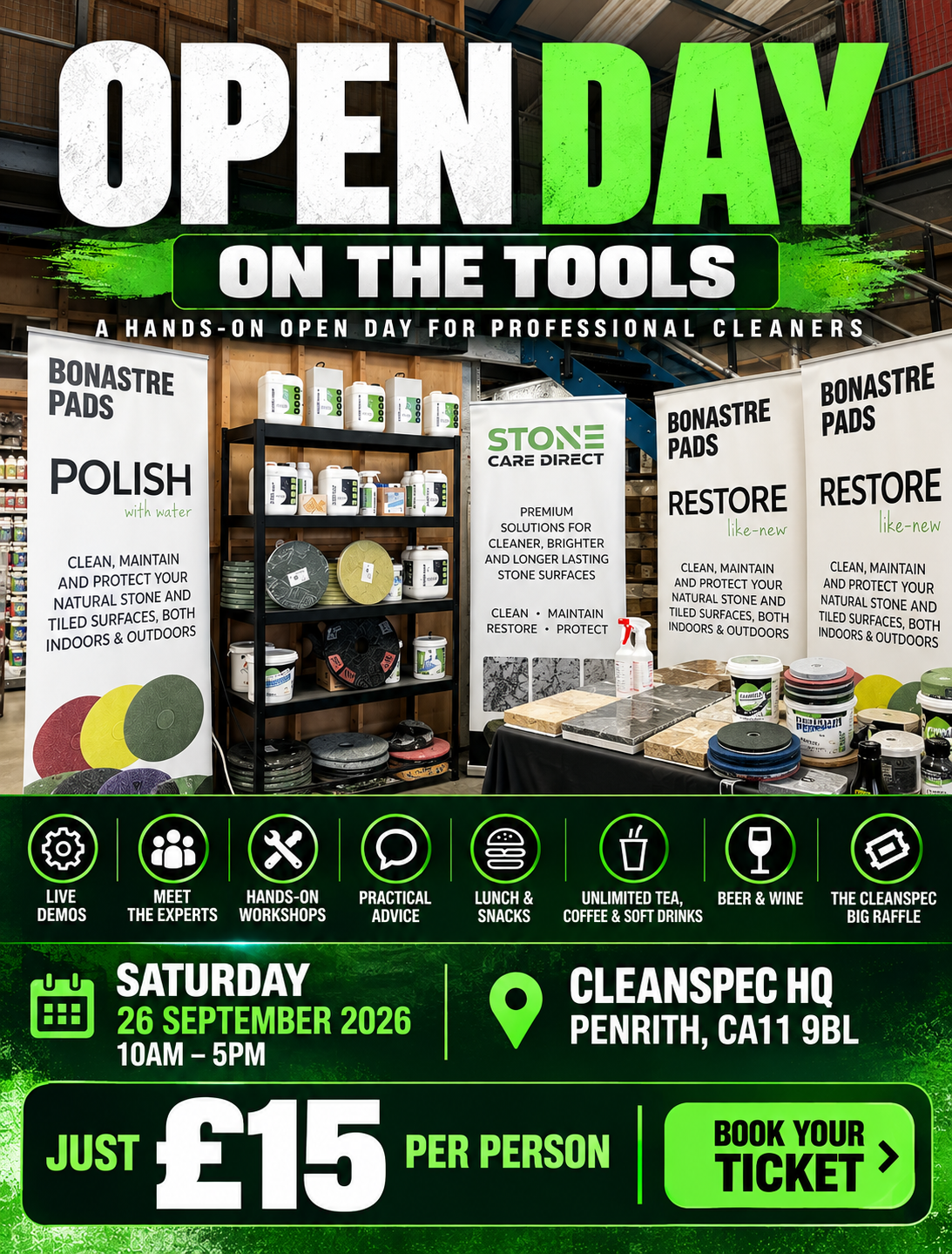Join Cleanspec On the Tools in Penrith on 26 September 2026. Live demos, hands-on workshops, industry experts, networking, food and drinks. Tickets £15.