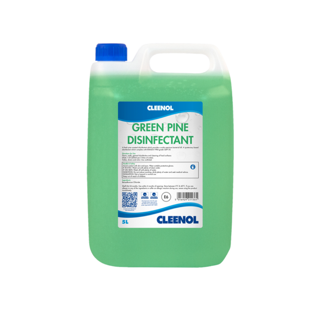 fresh pine scented disinfectant which provides a wide spectrum bacterial kill. A quaternary based disinfectant which complies with BS6424:1984 grade QAP 30.