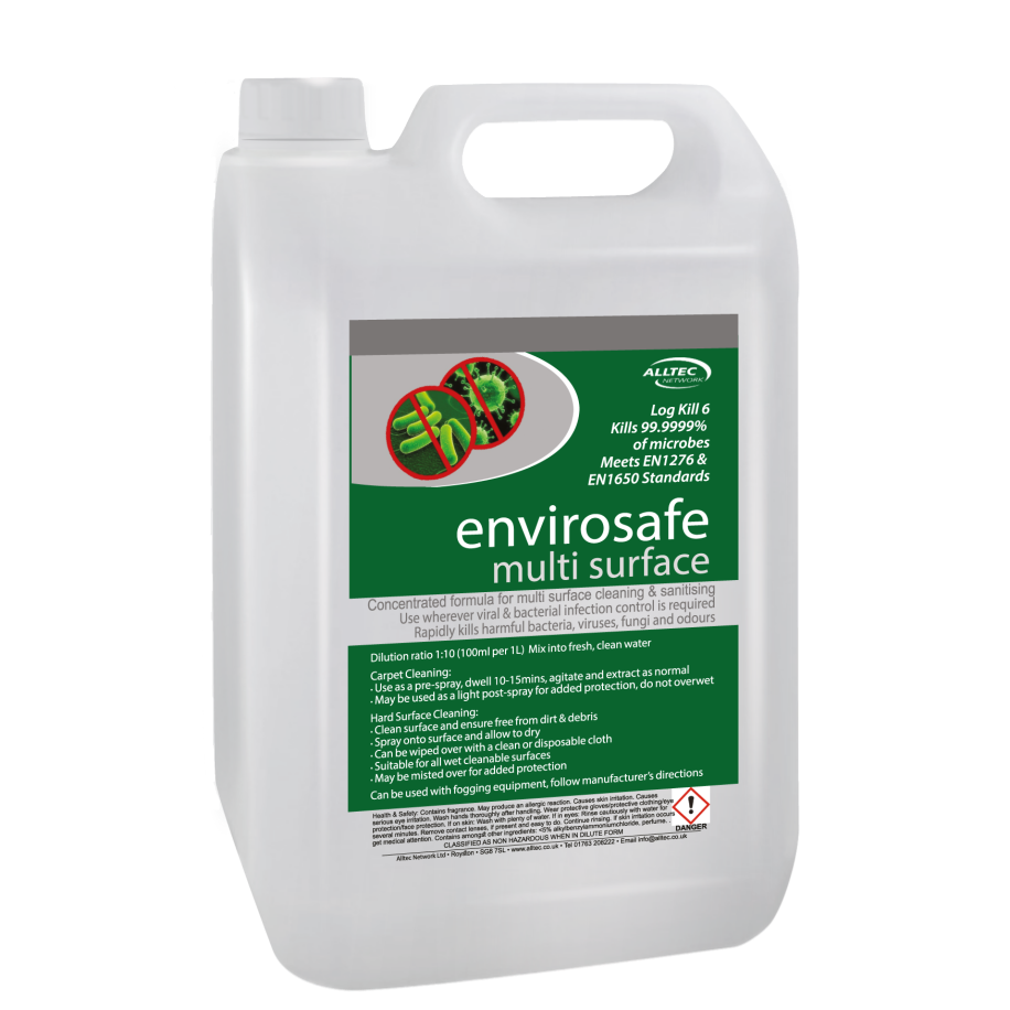 It has been approved and passed European standards for controlling bacteria, viruses, and fungal microbes. For accurate measurement, use our QAC Test Strips to ensure an effective level of sanitiser (200ppm+). Dilute at a ratio of 10:1 (100ml per 1L)