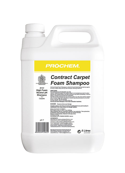 Contract Carpet Foam Shampoo a powerful blend of foaming cleaning agents designed for use with carpet rotary and dry foam shampoo cleaning machines.