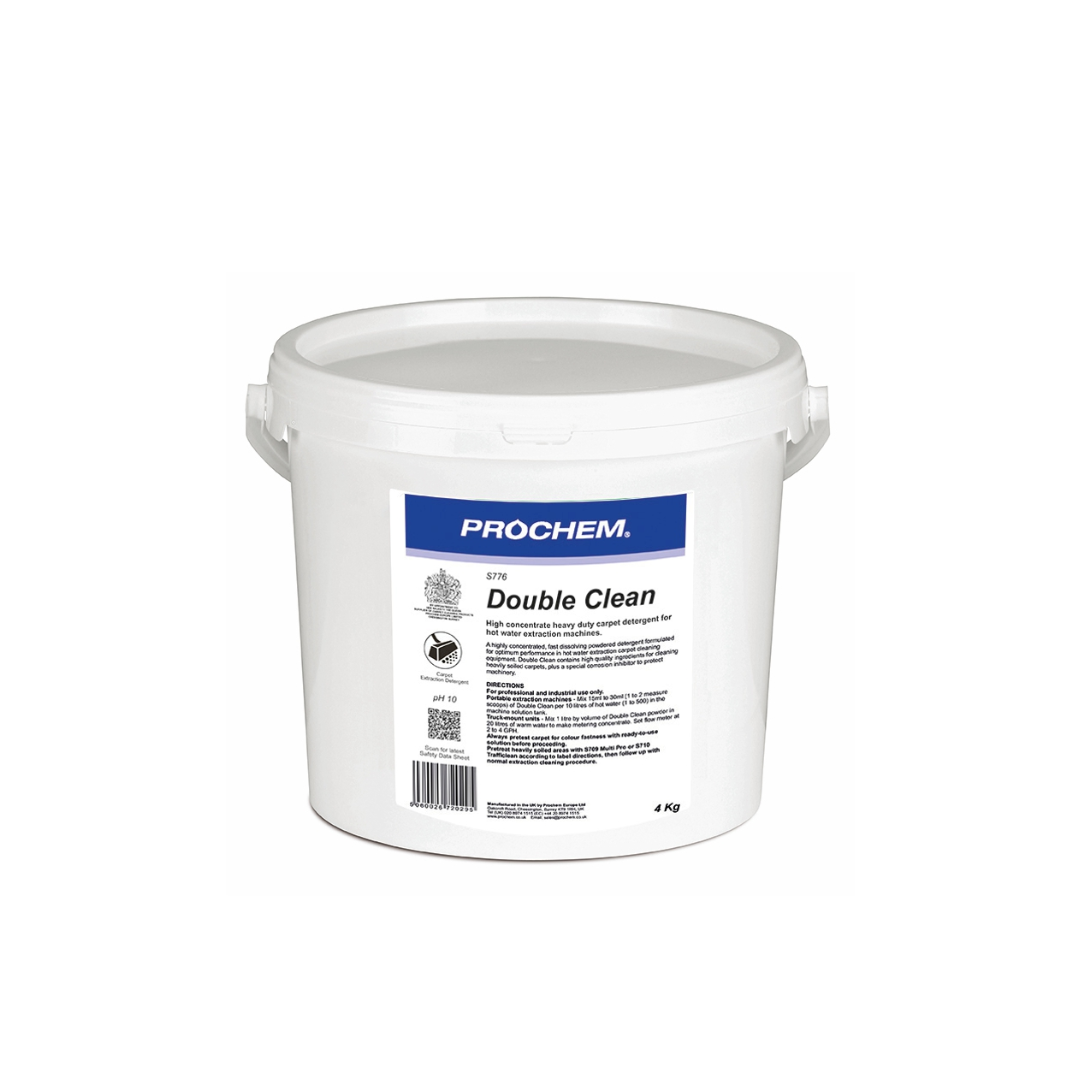 Prochem Double Clean is  a heavy duty concentrated detergent for heavily soiled carpets.