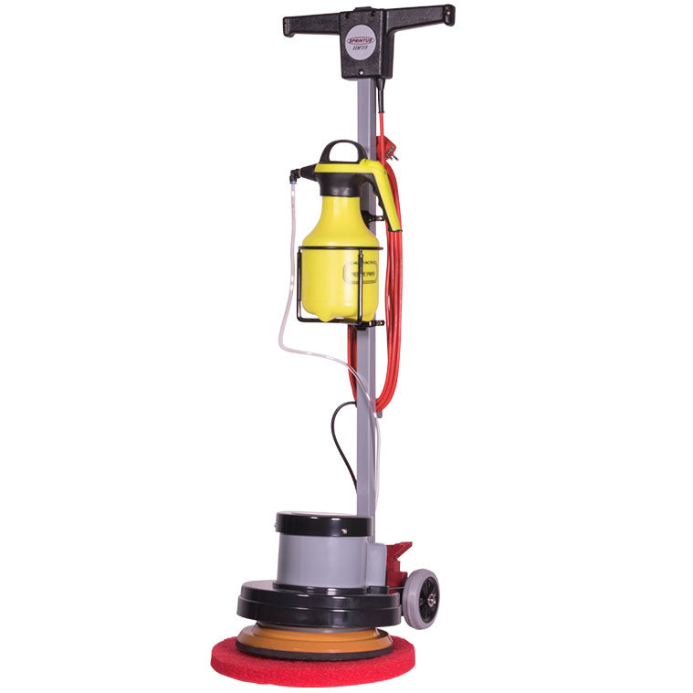 Bathrooms, baths, changing rooms, stairs, hard surfaces and carpets. The EEM 13 R eccentric dingle disk machine is ideal for cleaning small surfaces, niches and corners due to its compact construction and simple operation.  With its nominal weight of 12.7 kg, it is also suited for use on staircases.&nbsp; The eccentric transmission ensures effective cleaning and problemfree, safe maneuvering without effort or strain. The large rubber-coated wheels allow for convenient transport without leaving traces on the