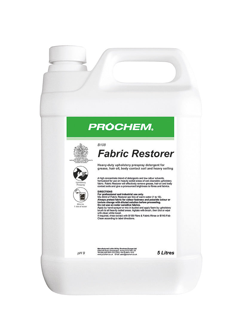 Premium upholstery pre-spray with high concentrate blend of detergents, low odour solvents and anti-resoil agents