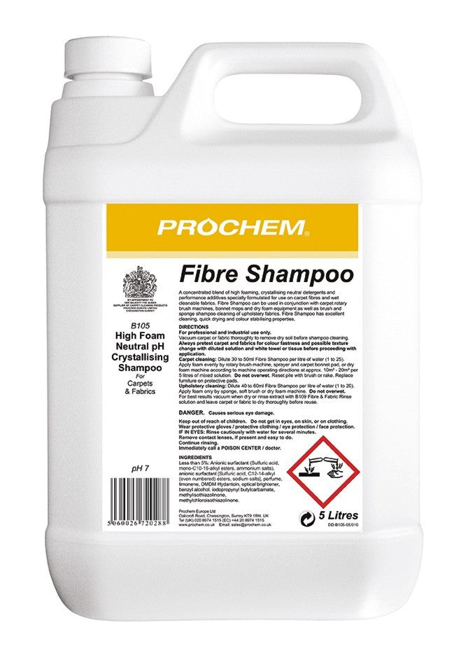 Prochem Fibre Shampoo a high foam and micro encapsulation formula. Its buffered pH system helps prevent browning