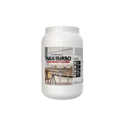 Max Turbo Tile &amp; Grout Cleaner is the ultimate solution for cleaning tile and grout with minimal effort. Simply mix 1-2 scoops with hot water, spray the mixture onto the surface, wait 5-10 minutes and&nbsp; It effectively tackles greasy, dirty grout. Do not let the product dry on the stone and rinse thoroughly.  Additionally, Max Turbo serves as an excellent carpet cleaning booster. Add 1-2 scoops to your current pre-spray inline sprayer mix, and it will effortlessly clean even the dirtiest areas. Max T