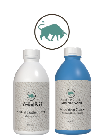 Neutral Leather Cream and Renovation Cleaner, that work together to provide the best results for your leather.