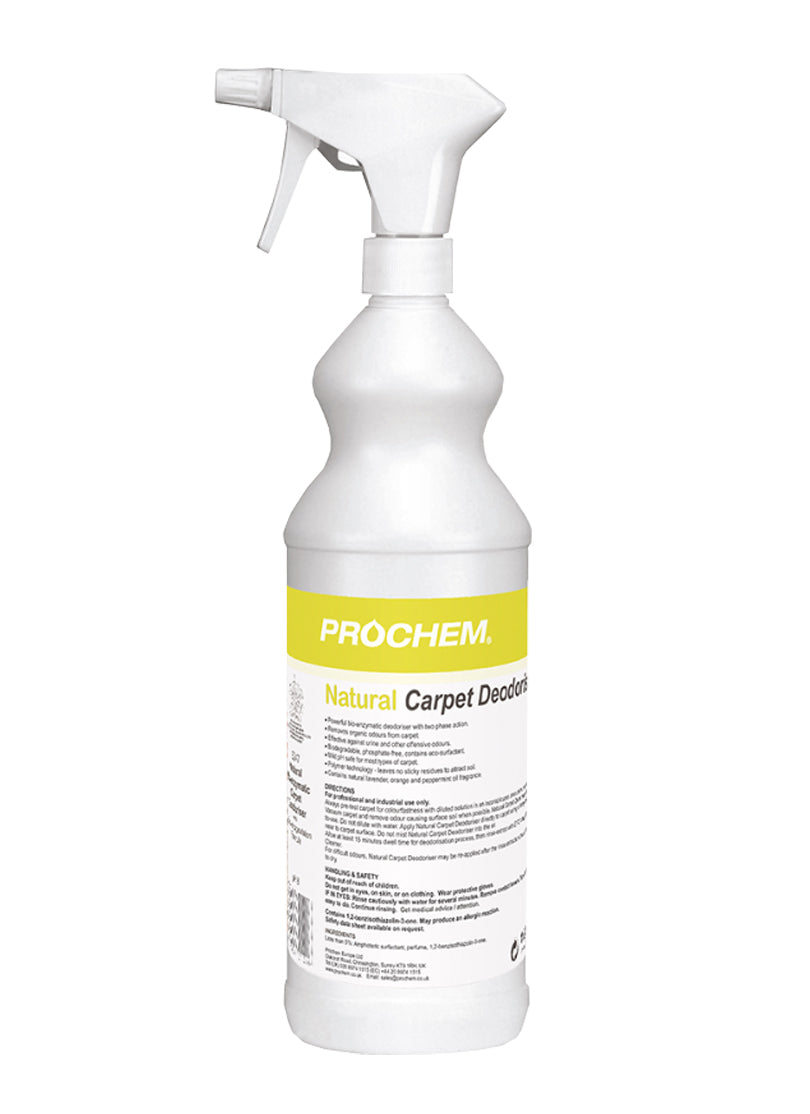 A powerful biological deodoriser for carpets based on natural biological cultures that digest organic odours in carpets.