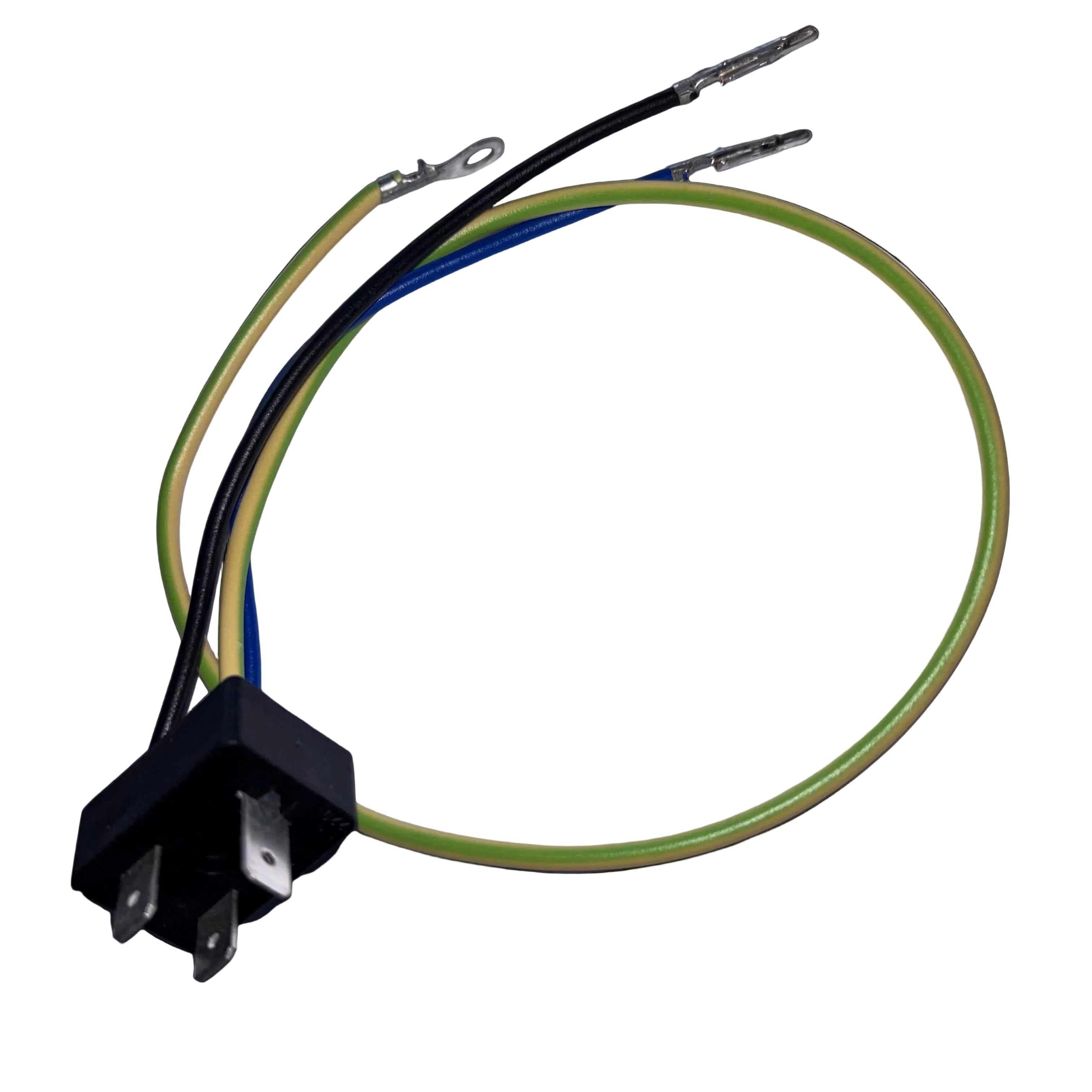Electrical wiring with connectors on a light gray background