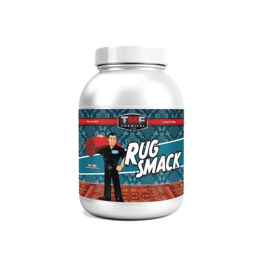 Rug Smack Cleaner is an innovative powdered rug cleaner designed for both natural and synthetic fibers. Infused with oxygen bleach, it cleans brighter, is safe, and smells great. This versatile product is ideal for in-plant or top-down cleaning, featuring special soil-suspending agents for easy removal. With a neutral pH range of 7-8, it is safe on all rugs and rinses out completely, leaving no residue.
