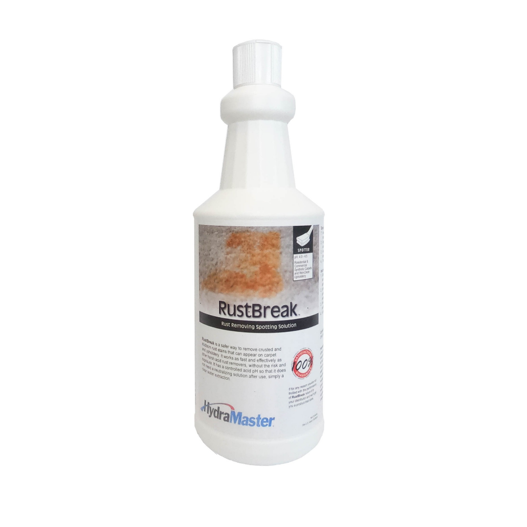 Rustbreak is a powerful yet safe solution for eliminating tough, crusted rust stains on carpets and upholstery. With its controlled acid pH, it works quickly and effectively without