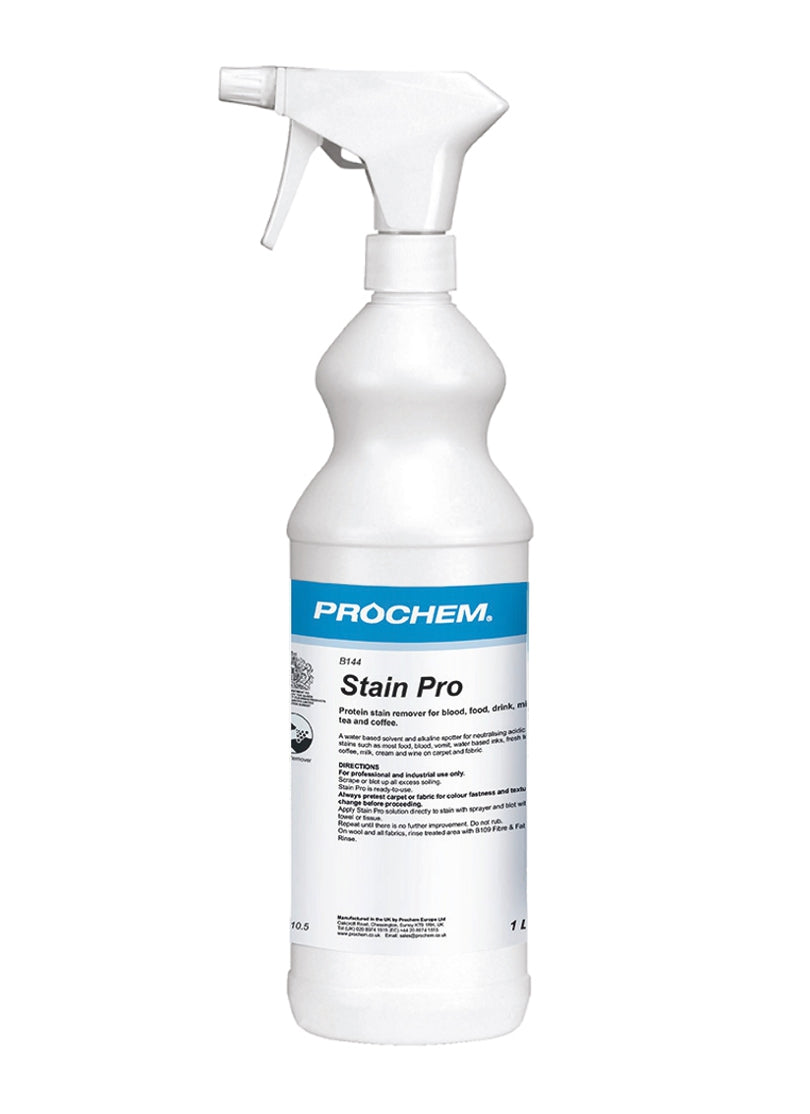 Heavy duty water and solvent based alkaline protein spotter for blood, vomit, wine, ink, fresh tea and coffee and most food based stains.