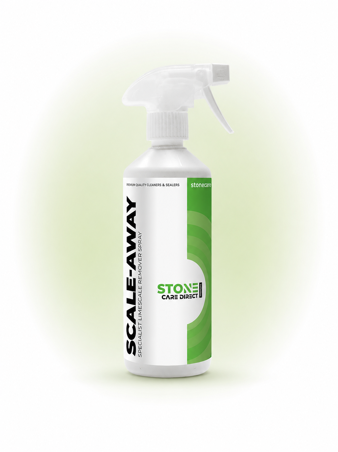 Spray bottle labeled 'Scale-Away' on a white background