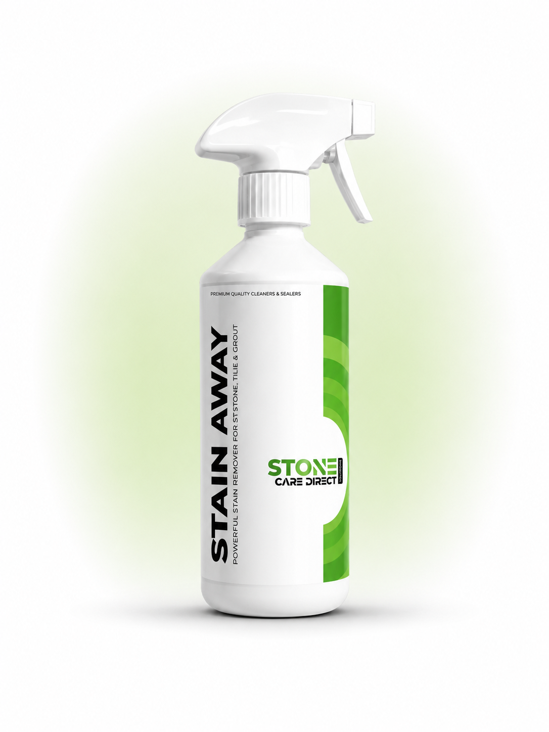 Spray bottle labeled 'Stain Away' by Stone Care Direct on a white background