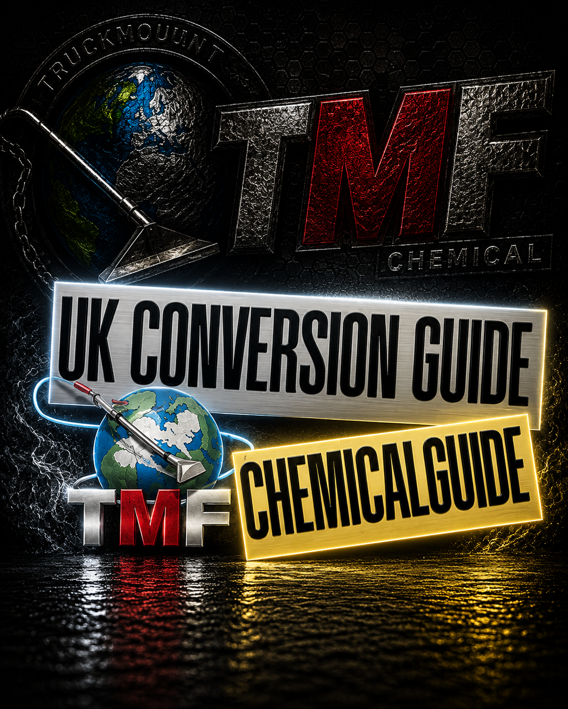 Cover of a guide with TMA Chemical branding and text about UK conversion and chemical guide.
