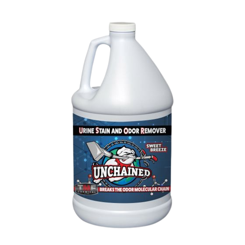 USOR Unchained Sweet Breeze  USOR UNCHAINED is an advanced urine stain and odor remover featuring EcoCide. This product combines high-grade hydrogen peroxide with penetrants and EcoCide Extreme to eliminate odor-causing molecules and remove tough yellow stains. It is effective on synthetic carpets and upholstery, providing a fresh, pleasant scent and leaving no residue.  Key Features: PH 6.0 Always test for colorfastness Urine odor & stain remover Not recommended for wool Wash hands after contact w/skin