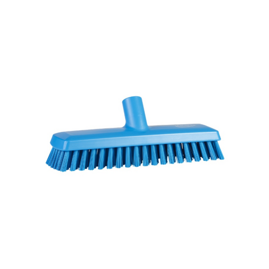 Cleaning tough messes is a breeze with this durable Vikan Deck Scrub Brush. Its rigid bristles and built-in waterfed system effectively eliminate debris, making it perfect for heavily soiled floors and walls. Crafted from food industry-standard materials, it can be used with any Vikan handle for ultimate versatility. Measuring 270mm, it ensures deep and efficient cleaning every time.