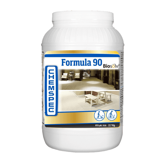 Chemspec Powdered Formula 90 a well buffered detergent for all your heavily soiled commercial and domestic carpet cleaning jobs