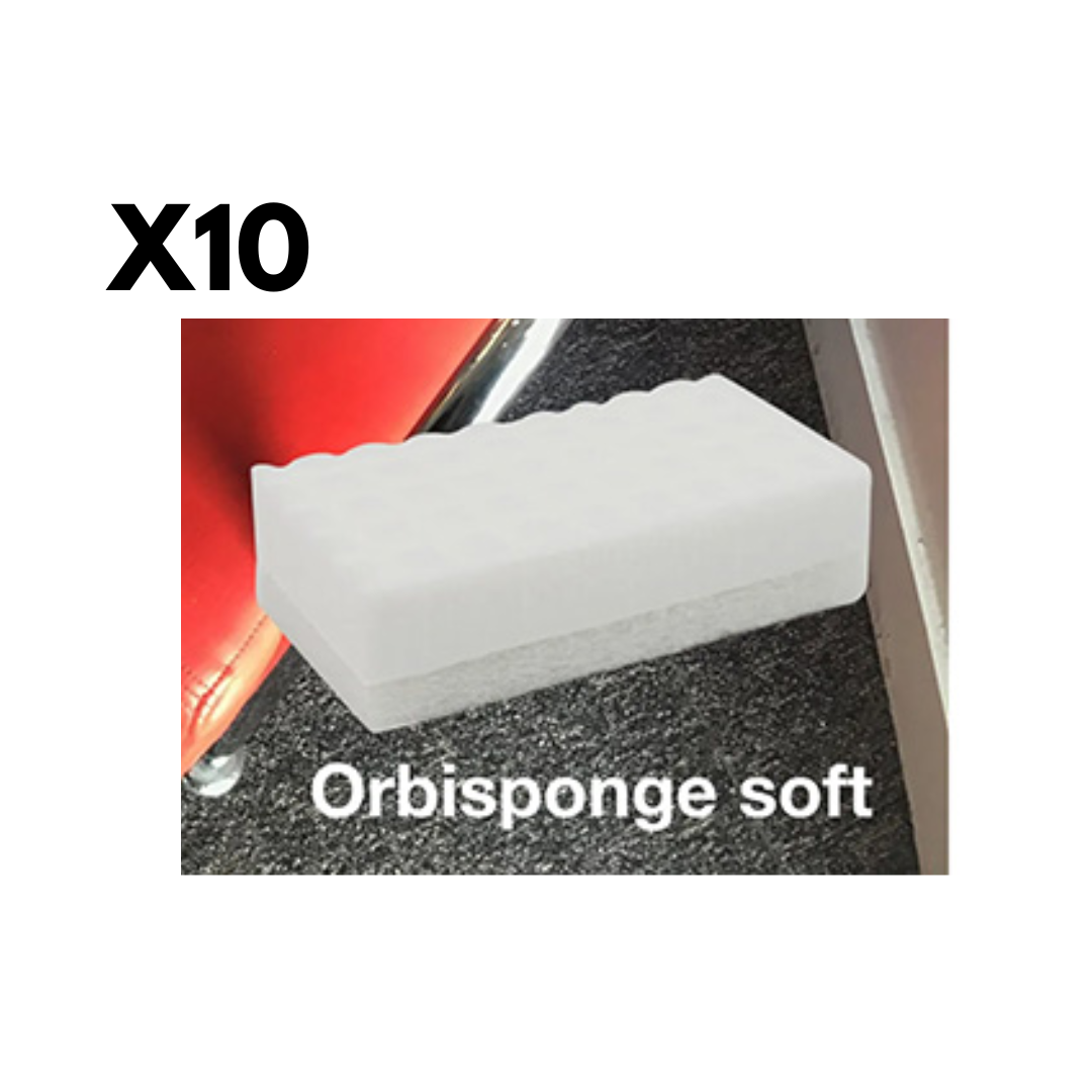 Introducing Bonastre’s ORBIPAD Melamine Pads. Need a cleaning solution that won’t scratch your surfaces? Look no further than Bonastre’s ORBIPAD line, designed to clean almost any surface using only water. With three different densities available – soft, medium, and hard – these melamine pads are the perfect mechanical cleaning solution, without abrasion.  To use Orbipads or Orbisponges completely saturate them with water prior to use and keep wet during the cleaning process. Rinse with fresh water after us
