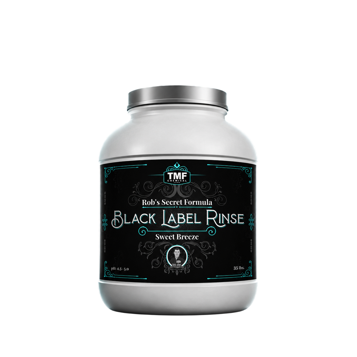 White bottle with black label on a dark background with TWF Chemicals branding.