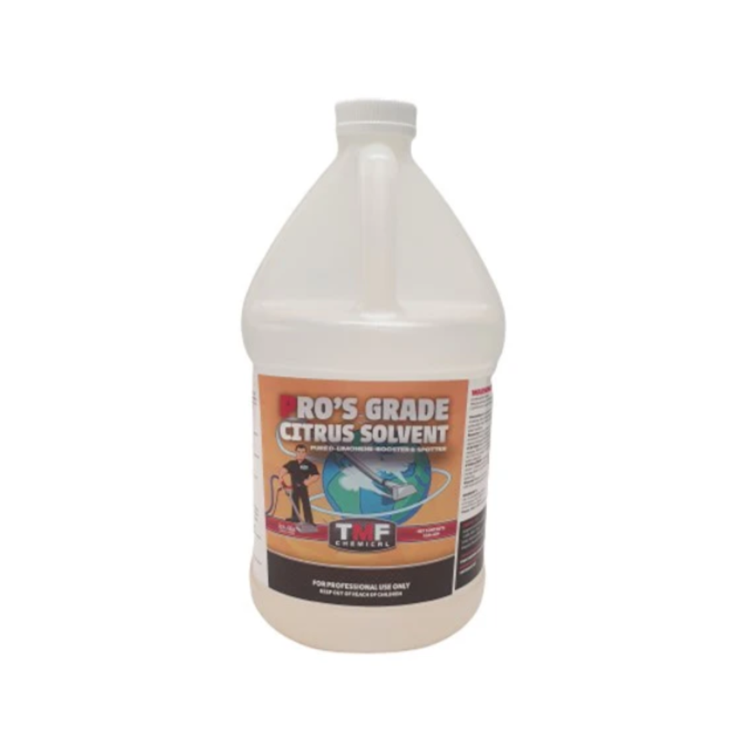 TMF Prosgrade Citrus Solvent has incredible boosting power for Preload Prespray to help get tackle oily traffic patterns and stains along with it's pleasant orange scent