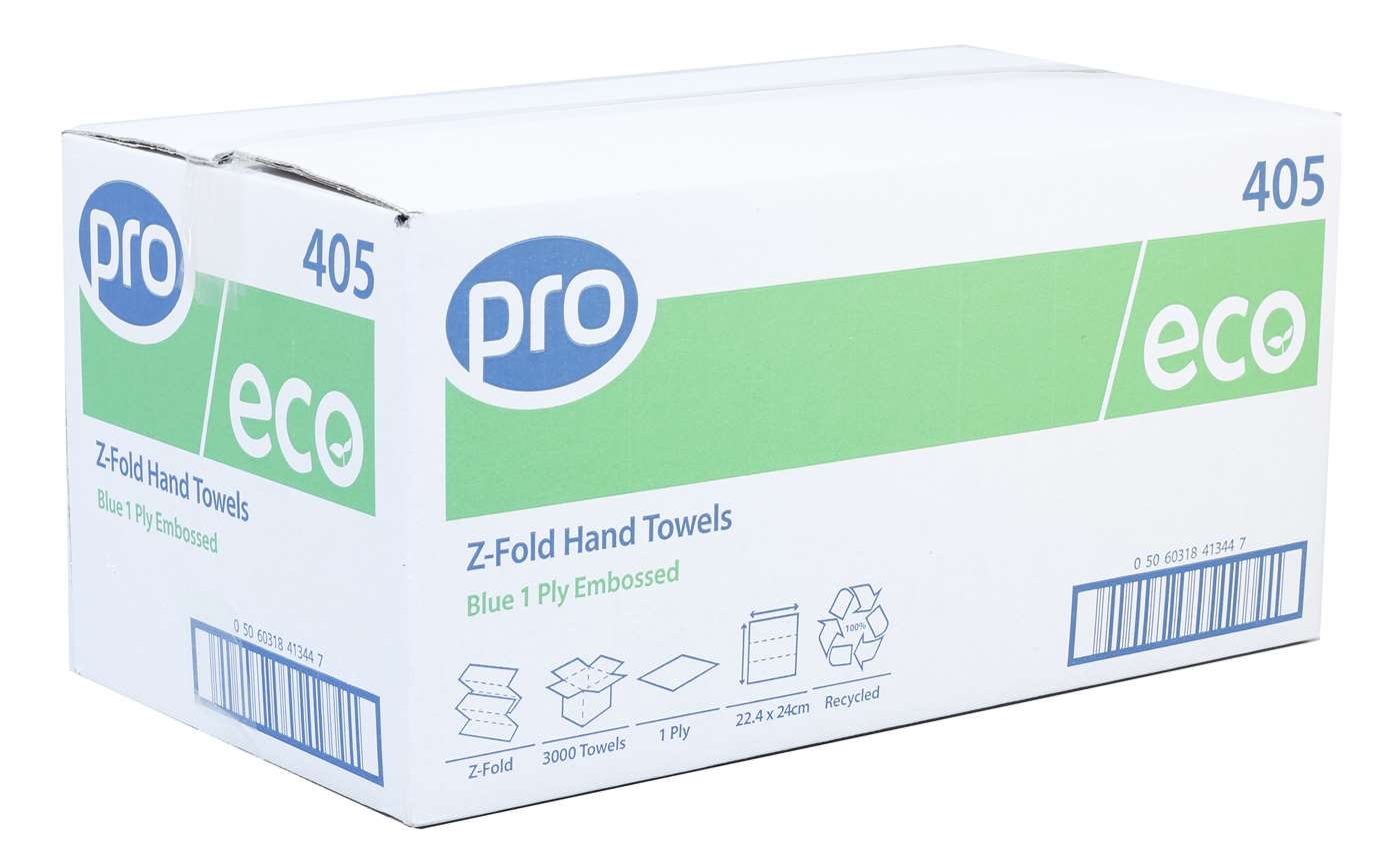 Z-Fold Blue Recycled 1 Ply Paper Towel