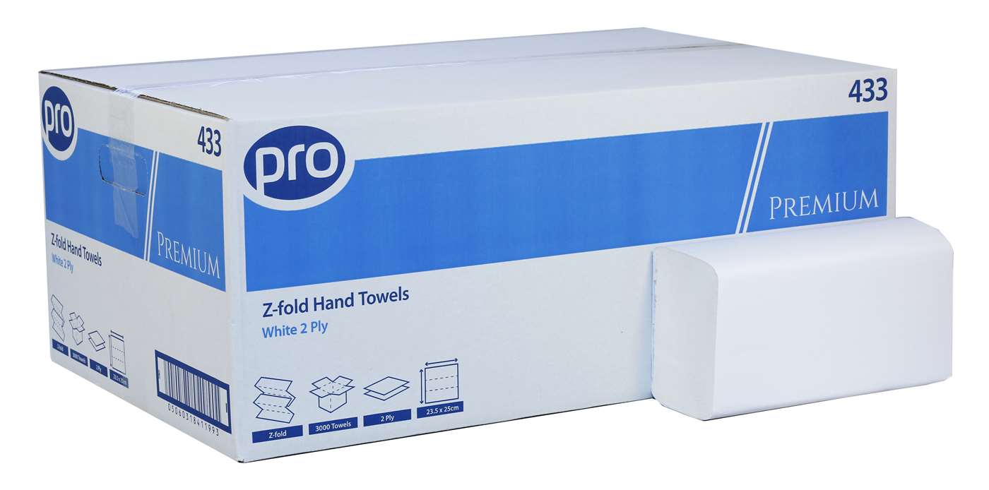 Pro Z Fold White 2ply Hand Towels