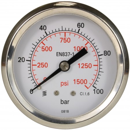 PRESSURE GAUGE 0-100 BAR WITH REAR ENTRY